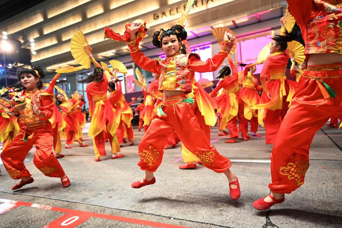 Participants from Hong Kong taking part in the International Lunar New Year Parade on the first day of the Lunar New Year of the Dragon in Hong Kong on Feb 10, 2024. 
