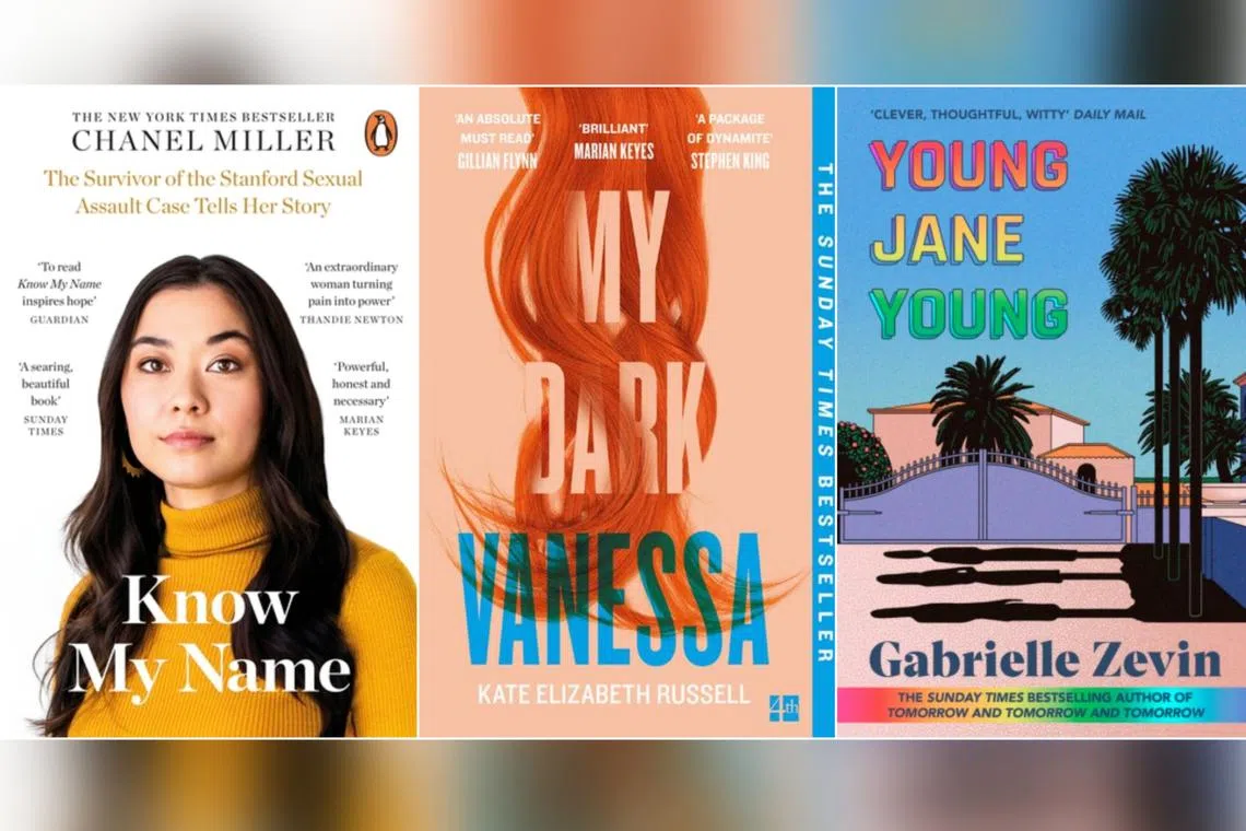 Know My Name (2019) by Channel Miller, My Dark Vanessa (2020) by Kate Elizabeth Russell, and Young Jane Young (2017) by Gabrielle Zevin.