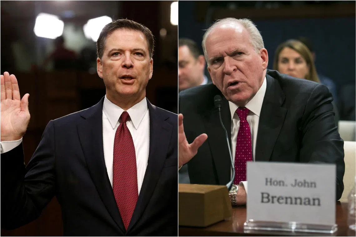 Mr James Comey (left) and Mr John Brennan were named to their respective positions as head of the FBI and CIA by Democratic president Barack Obama.