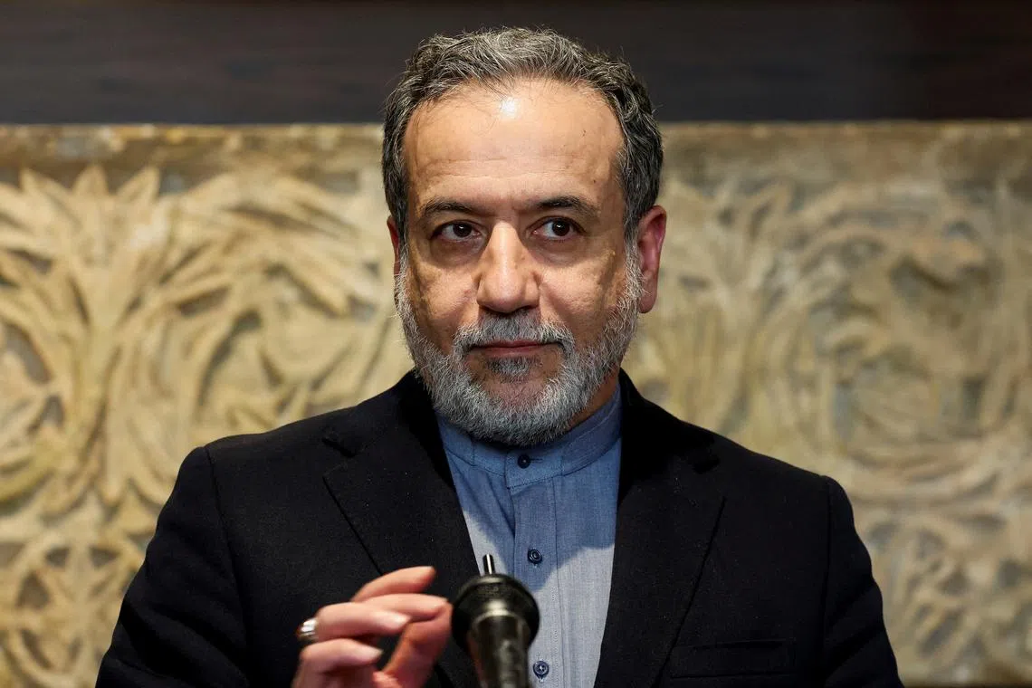 FILE PHOTO: Iranian Foreign Minister Abbas Araqchi speaks to the media in Beirut, Lebanon, October 4, 2024. REUTERS/Mohamed Azakir/File Photo