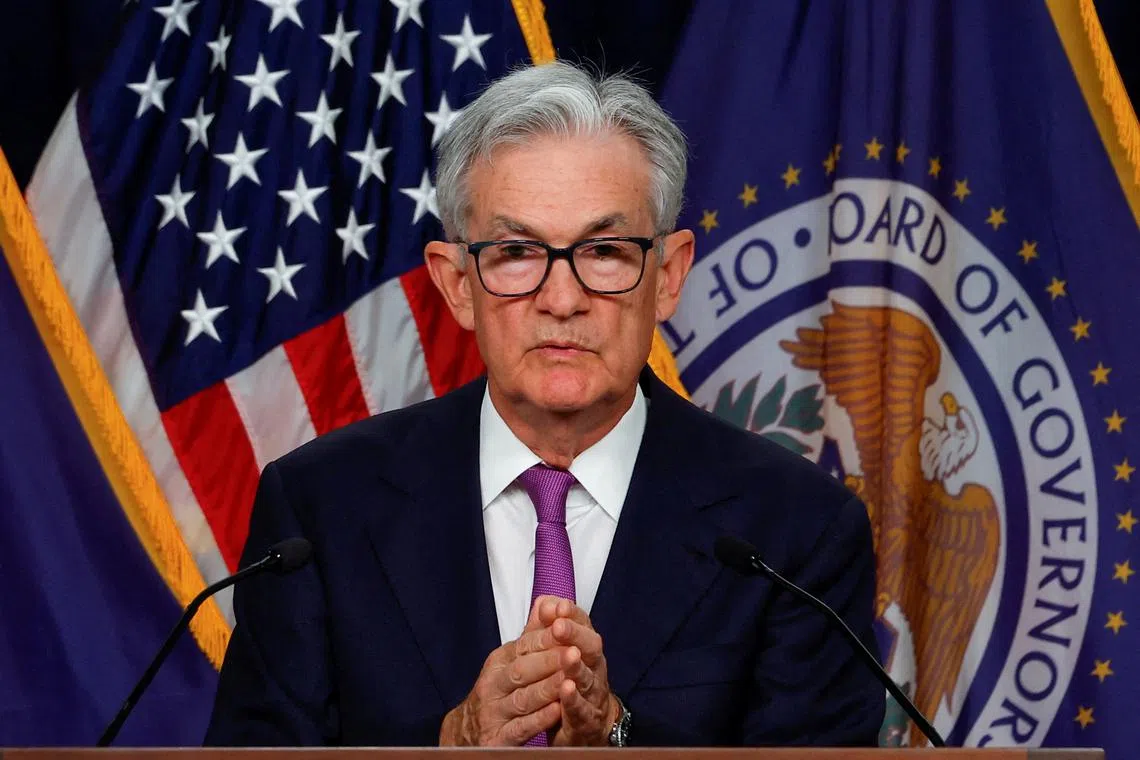 U.S. Federal Reserve Chairman Jerome Powell holds a press conference after the release of the Fed policy decision to leave interest rates unchanged, at the Federal Reserve in Washington, U.S, September 20, 2023. REUTERS/Evelyn Hockstein