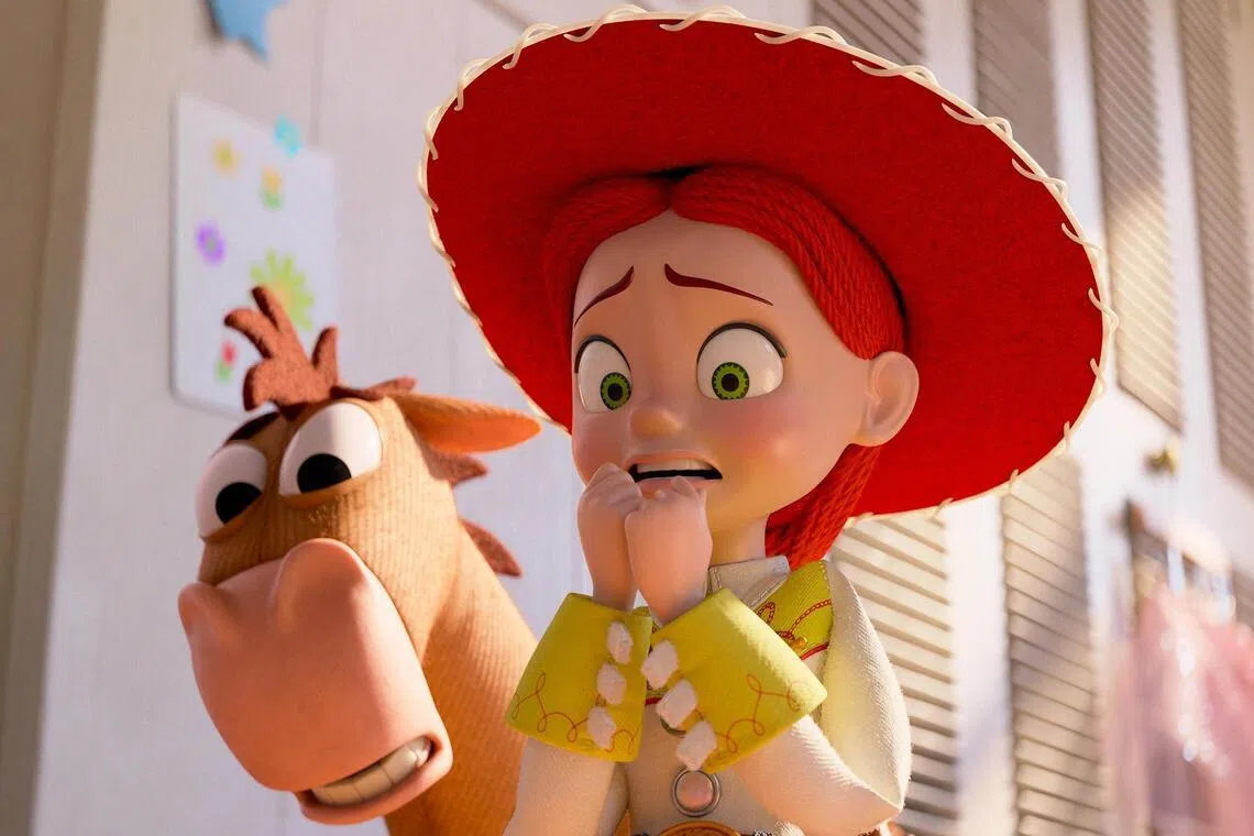Bullseye and Jessie (voiced by Joan Cusack) in Toy Story 5.