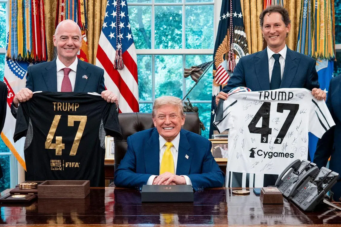 Mr Trump has kept the Club World Cup trophy next to his desk in the Oval Office since Mr Infantino dropped by in March.