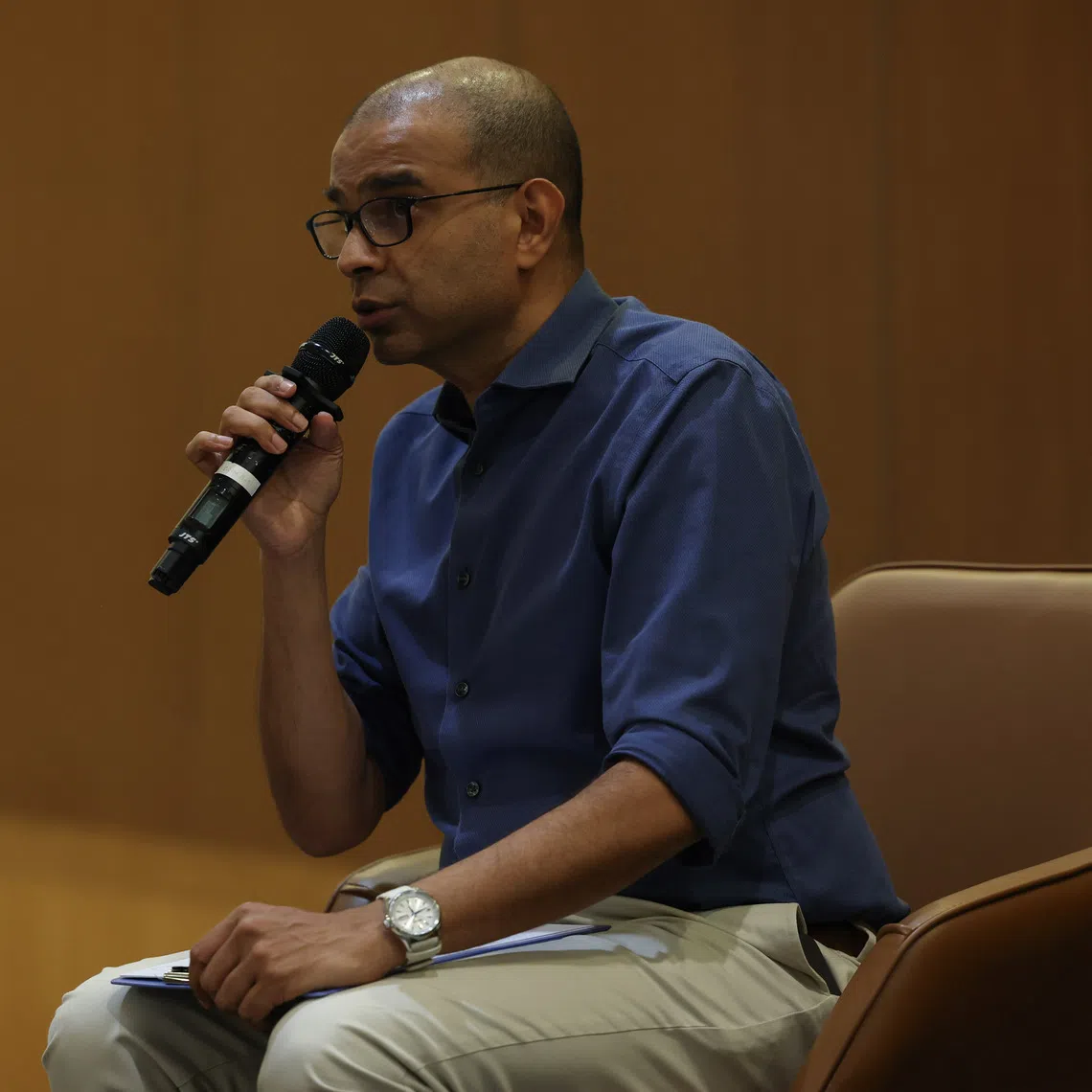 Senior Minister of State for Education and Sustainability and the Environment Janil Puthucheary speaking at a Youth Dialogue on Sept 28.