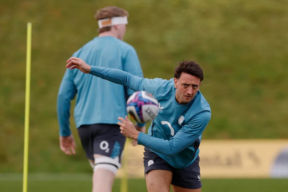 Rugby Union - Six Nations Championship - England Training - Pennyhill Park, Bagshot, Britain - February 6, 2026  England's Alex Mitchell during training Action Images via Reuters/Andrew Couldridge