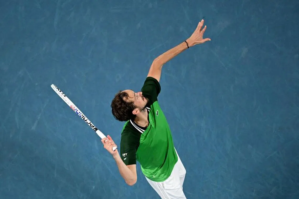 Tennis - Australian Open - Melbourne Park, Melbourne, Australia - January 28, 2024 Russia's Daniil Medvedev in action during the final against Italy's Jannik Sinner REUTERS/Tracey Nearmy/ File Photo