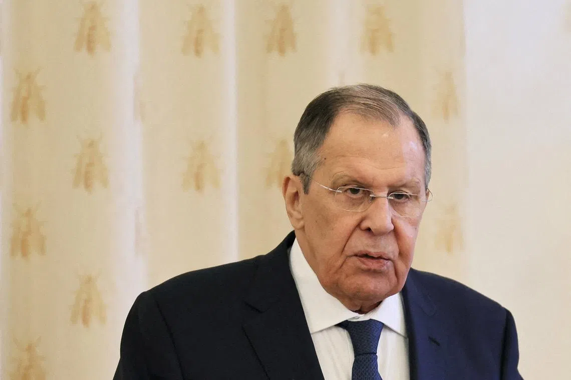 FILE PHOTO: Russian Foreign Minister Sergei Lavrov attends a reception for representatives of traditional faiths, as well as Russian government and public figures, to mark Orthodox Easter, in Moscow, Russia April 22, 2026. REUTERS/Anastasia Barashkova/File Photo