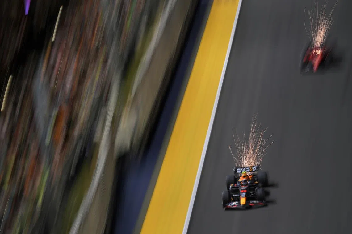 Sergio Perez of Oracle Red Bull Racing in action during the the Formula One Singapore Airlines Singapore Grand Prix at Marina Bay street circuit on Sept 17.