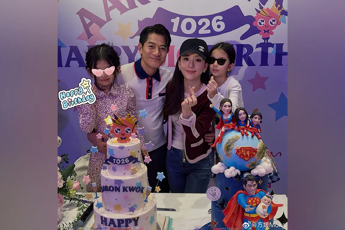 Aaron Kwok celebrated his 60th birthday with his wife Moka Fang and their two daughters in photos shared on social media on Oct 27.