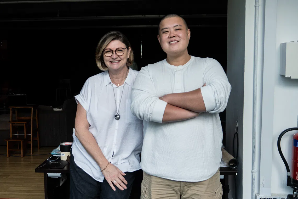 Andrew Marko (left) and Tracie Pang (right) are the only two returning members from Pangdemonium's first run of Falling in 2016.
