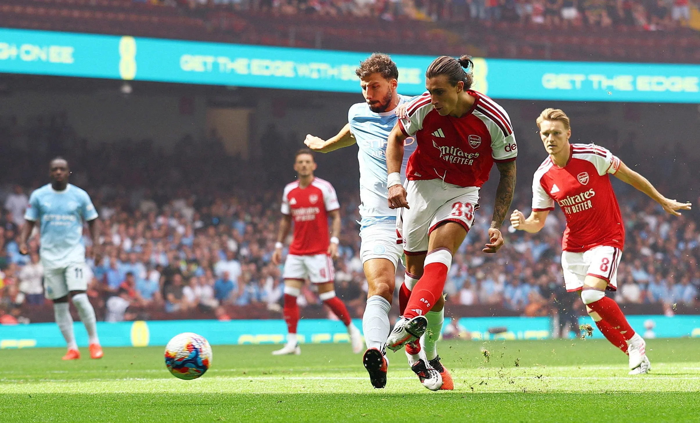 Riccardo Calafiori scores for Arsenal after 24 seconds.