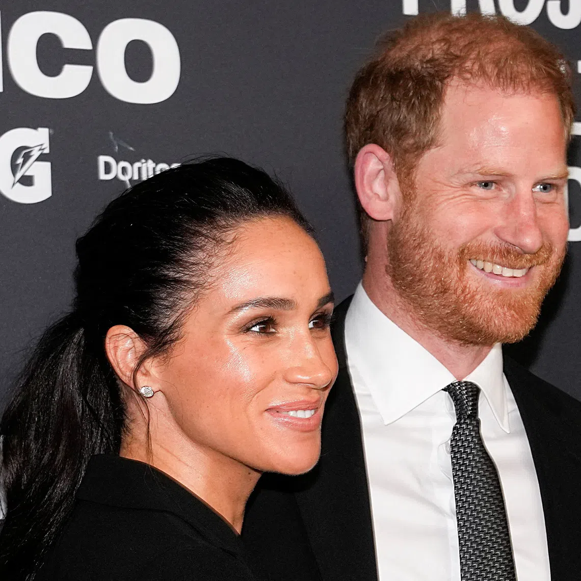 Britain's Prince Harry and Meghan, Duke and Duchess of Sussex attend the \"Project Healthy Minds\" World Mental Health Day Gala in New York City, U.S., October 9, 2025. REUTERS/Eduardo Munoz