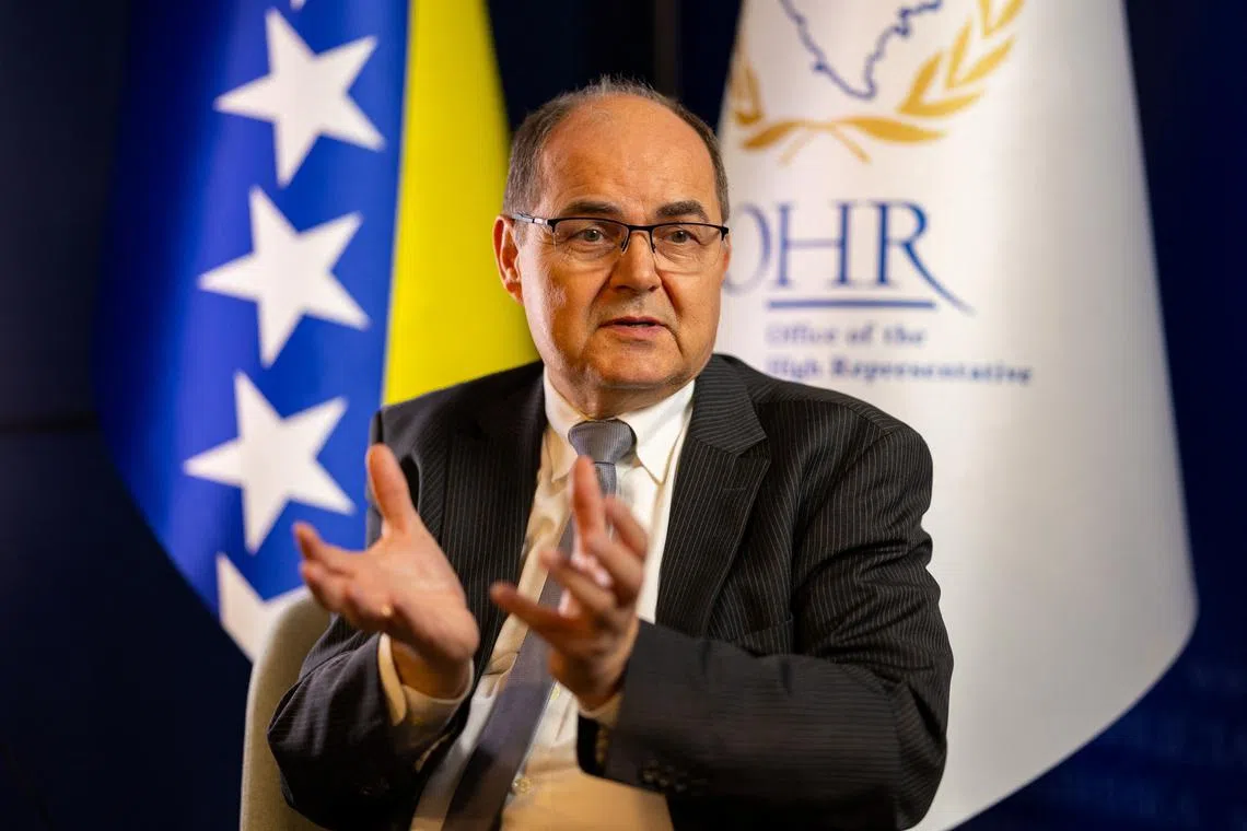 FILE PHOTO: Bosnia's international High Representative Christian Schmidt during the interview for Reuters in Sarajevo, Bosnia and Herzegovina, October 10, 2023. REUTERS/Antonio Bronic/File Photo