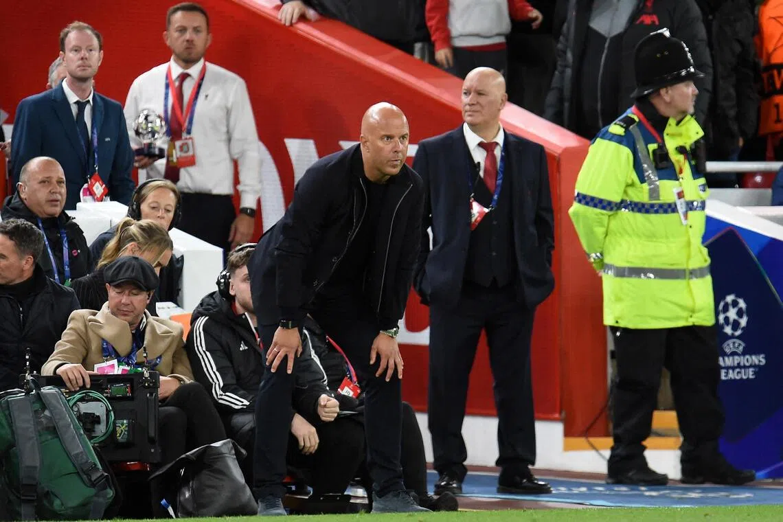 Liverpool manager Arne Slot during the Champions League match against Atletico Madrid.