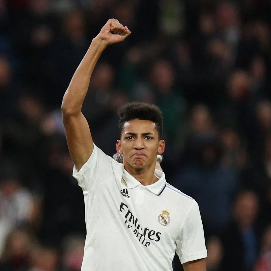 FILE PHOTO: Soccer Football - LaLiga - Real Madrid v Atletico Madrid - Santiago Bernabeu, Madrid, Spain - February 25, 2023 Real Madrid's Alvaro Rodriguez celebrates scoring their first goal REUTERS/Violeta Santos Moura/File Photo