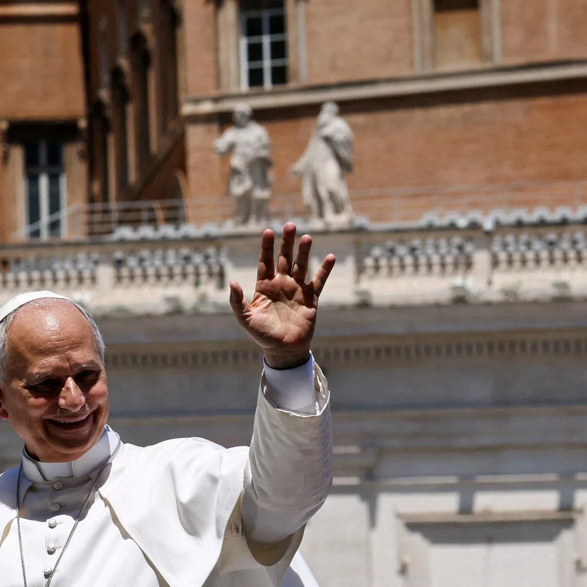 FILE PHOTO: Pope Leo XIV leaves following the weekly general audience in St. Peter's Square at the Vatican, May 27, 2026. REUTERS/Yara Nardi/File Photo