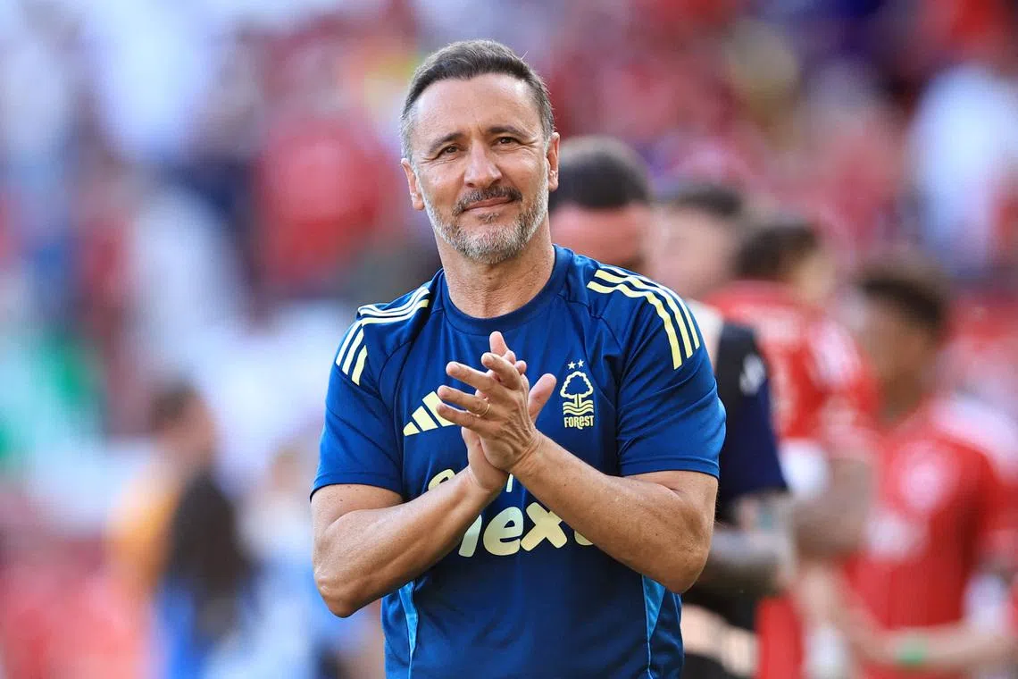 Nottingham Forest manager Vitor Pereira applauds their fans after the match, Soccer Football, Premier League, Nottingham Forest v AFC Bournemouth, The City Ground, Nottingham, Britain, May 24, 2026.