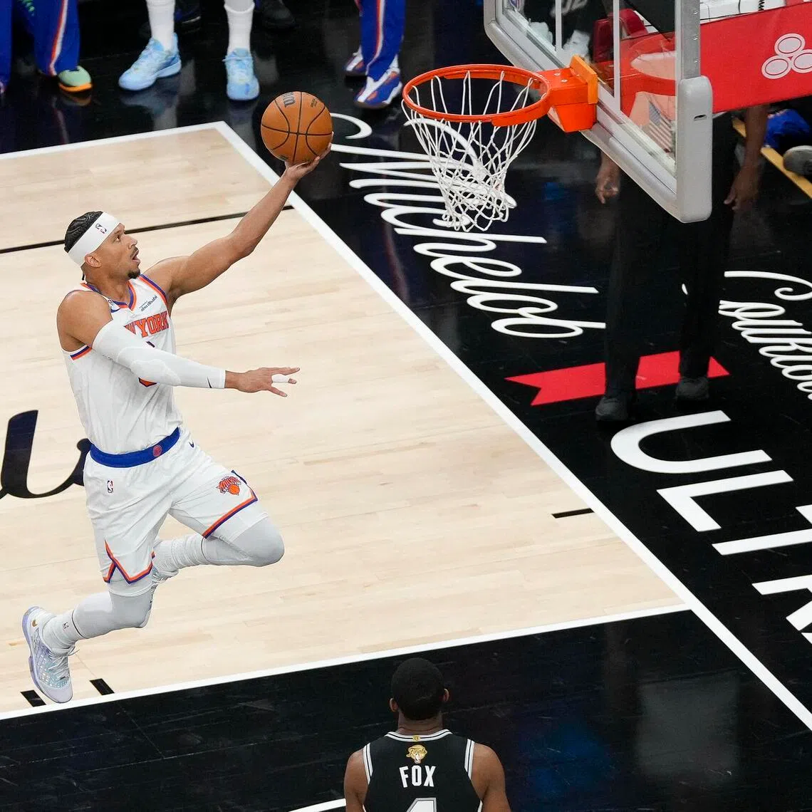 New York Knicks guard Josh Hart makes a layup against the San Antonio Spurs during Game 1 of the NBA Finals.