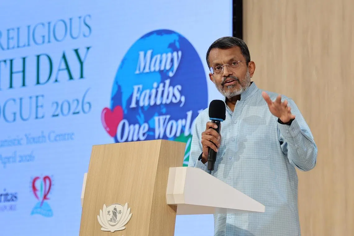 CMG20260422-SeyuTW01/萧紫薇/黄银川/Interreligious Earth Day Dialogue brings Singapore's 10 major faith traditions to dialogue about environmental issues of the day. Leaders, youth representatives, and members from Singapore's 10 major faith traditions gather to deepen conversations about the environmental challenges. Keynote Address by Ambassador Ravi Menon. [Tzu Chi Humanistic Youth Centre]