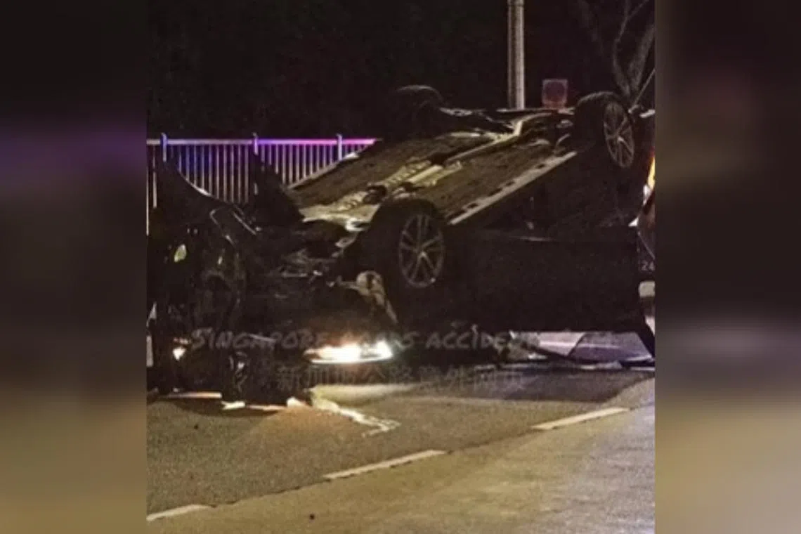 The car was believed to have “self-skidded” near Block 26 Teck Whye Lane at around 12.45am.