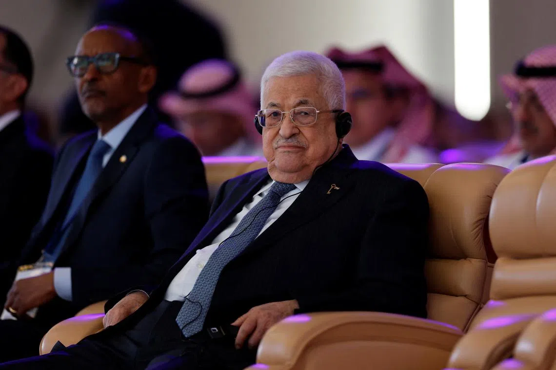 Palestinian President Mahmoud Abbas attends the World Economic Forum (WEF) in Riyadh, Saudi Arabia, April 28, 2024. REUTERS/Hamad I Mohammed/ File Photo