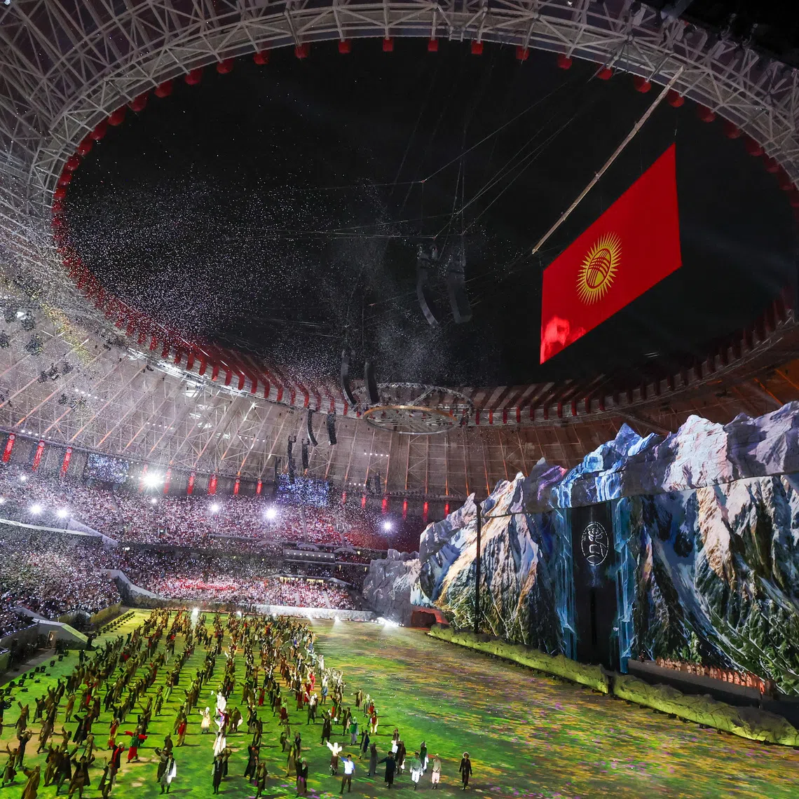Participants and spectators attend the opening ceremony of the VI World Nomad Games, an international cultural and ethnic sporting event, in Bishkek, Kyrgyzstan, August 31, 2026. REUTERS/Pavel Mikheyev