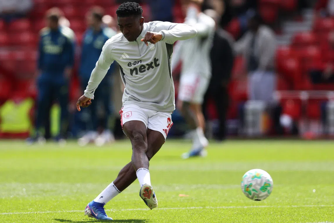 Soccer Football - Premier League - Nottingham Forest v Newcastle United - The City Ground, Nottingham, Britain - May 10, 2026 Nottingham Forest's Taiwo Awoniyi during the warm up before the match REUTERS/Chris Radburn