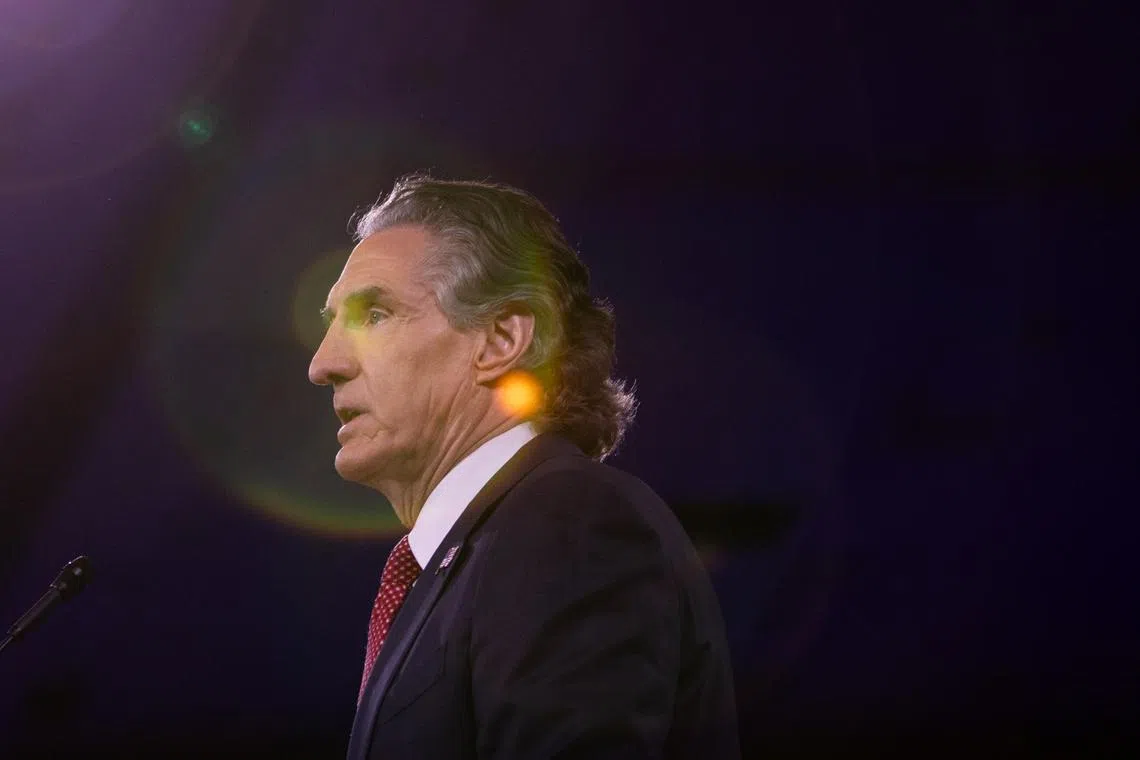 FILE Ñ Secretary of the Interior Doug Burgum speaks at the 2025 Conservative Political Action Conference in National Harbor, Md., on Feb. 22, 2025. Burgum has moved to shorten environmental reviews required for approving mines, wells, pipelines and other industrial infrastructure. (Maansi Srivastava/The New York Times)