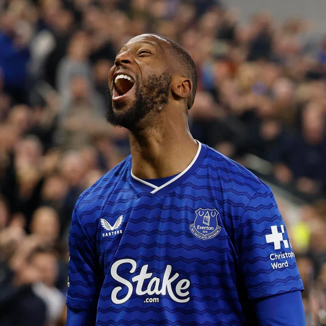 Everton's Beto celebrates scoring their second goal, to complete his double.