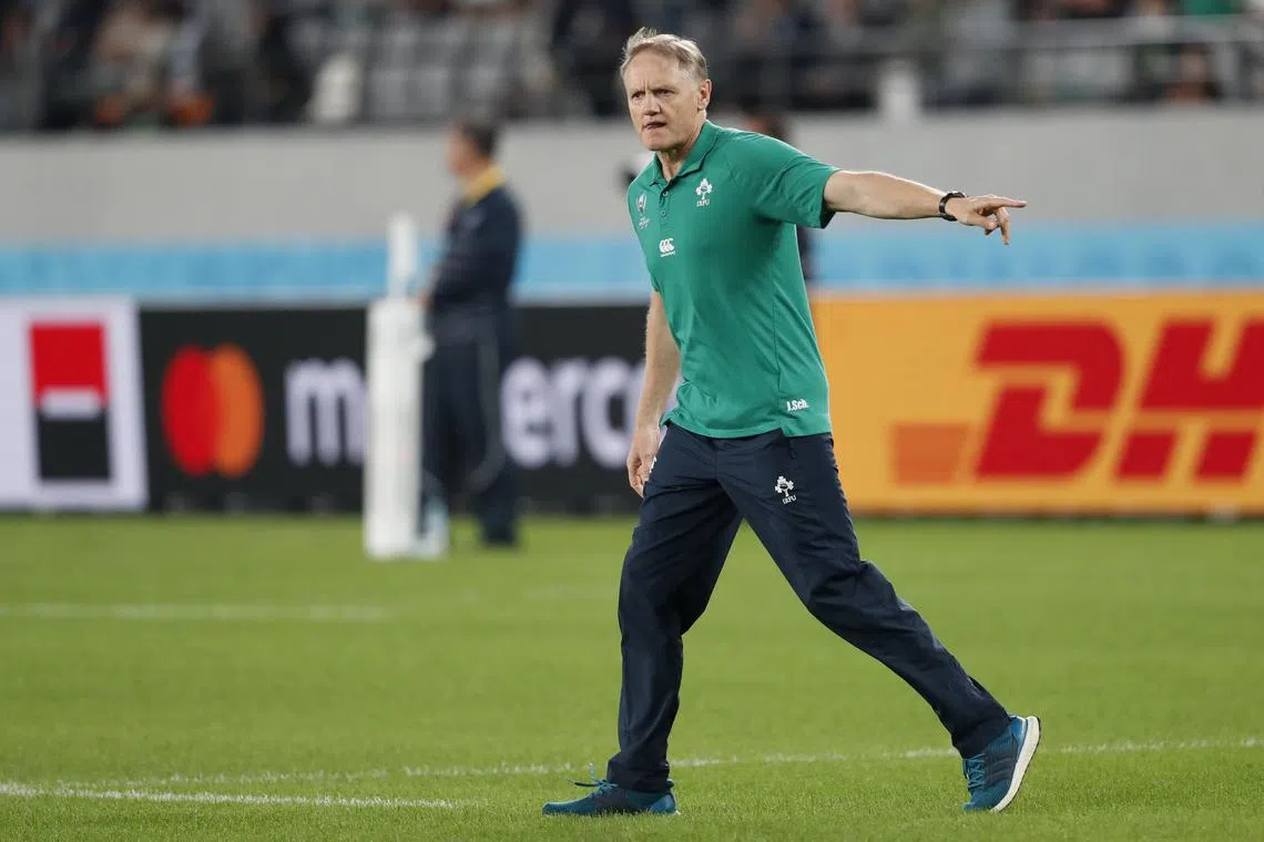 FILE PHOTO: Rugby Union - Rugby Union - Rugby World Cup 2019 - Quarter Final - New Zealand v Ireland - Tokyo Stadium, Tokyo, Japan - October 19, 2019 Ireland head coach Joe Schmidt reacts during the warm up before the match REUTERS/Issei Kato/File Photo