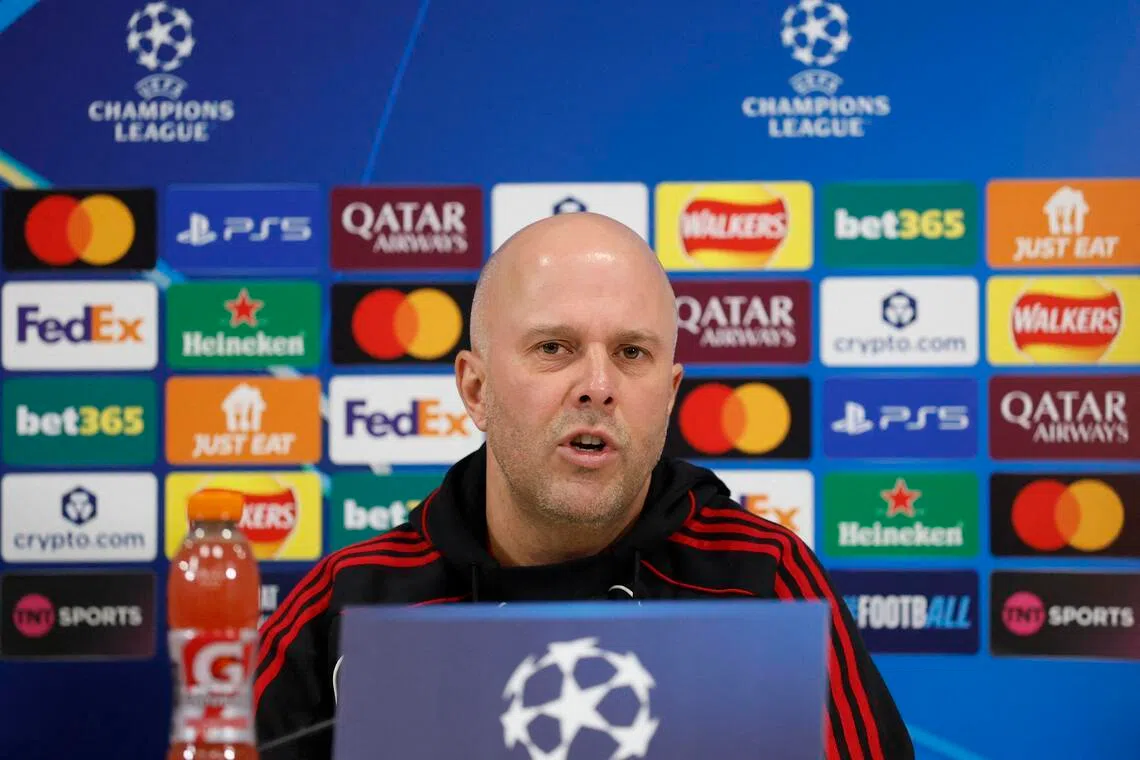 Liverpool manager Arne Slot answering media questions on Jan 27.