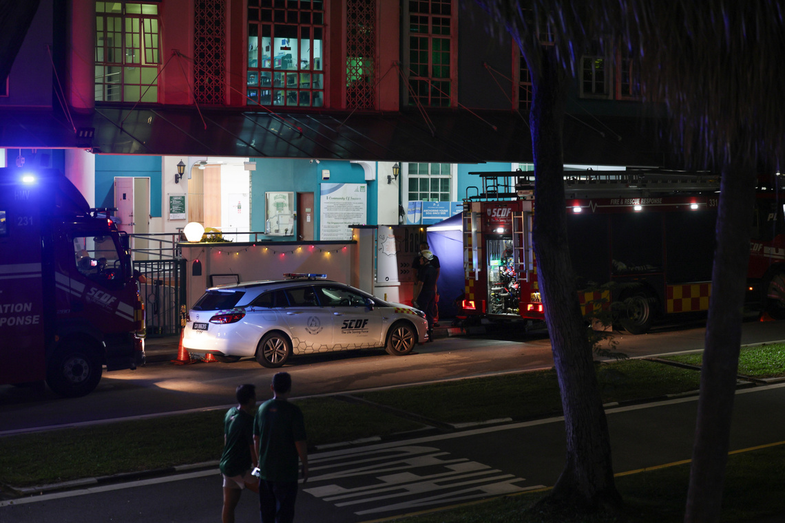 SCDF vehicles seen outside the Al-Istiqamah Mosque in Serangoon North on Sept 24.