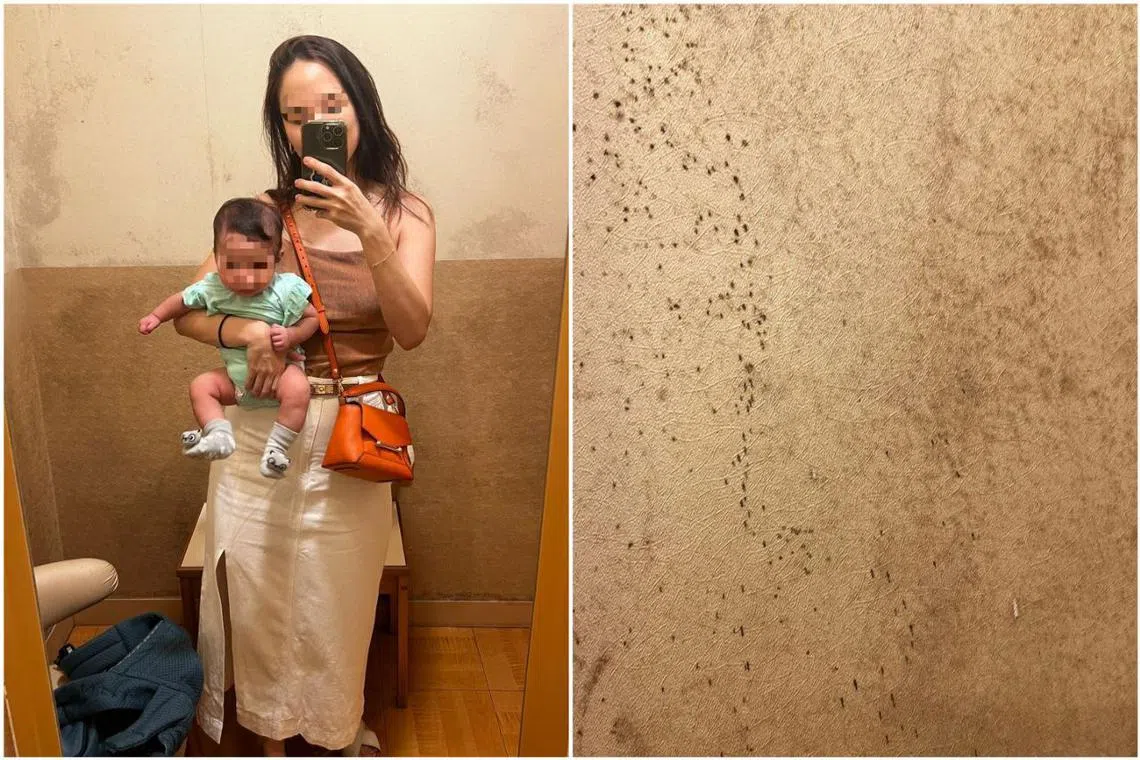 Clara Tan only noticed the mould on the walls of the nursing room after taking a selfie with her 3-month-old.