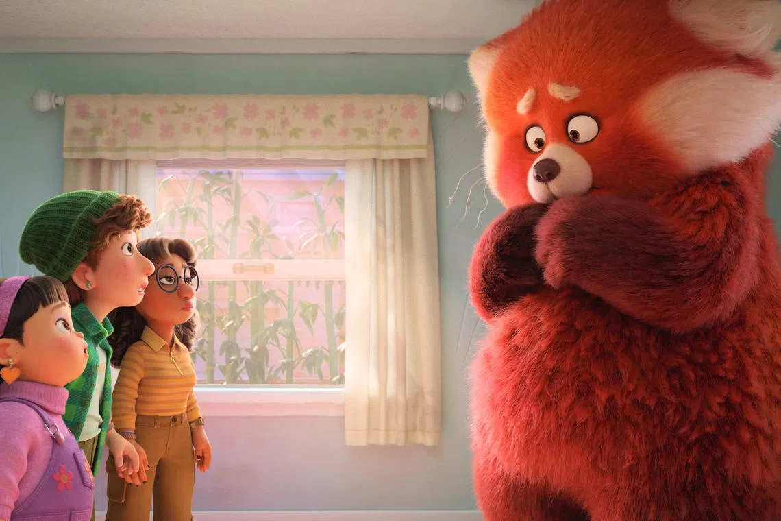 WE’VE GOT YOUR (FLUFFY) BACK – In Disney and Pixar’s all-new original feature film “Turning Red,” everything is going great for 13-year-old Mei—until she begins to “poof” into a giant panda when she gets too excited. Fortunately, her tightknit group of friends have her fantastically fluffy red panda back. Featuring the voices of Rosalie Chiang, Ava Morse, Maitreyi Ramakrishnan and Hyein Park as Mei, Miriam, Priya and Abby, “Turning Red” will debut exclusively on Disney+ (where Disney+ is available) on March 11, 2022. © 2022 Disney/Pixar. All Rights Reserved.