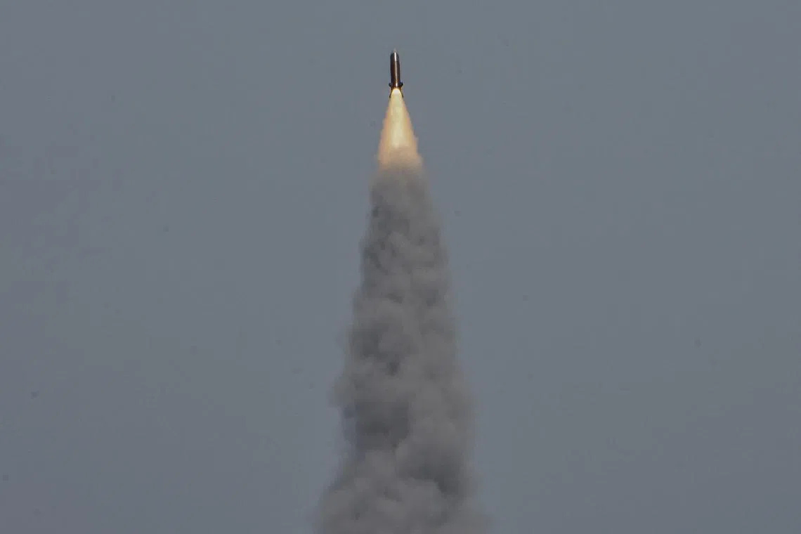 The Ukraine Air Force said the Russian missile was shot down with a Patriot air-defence system over Kyiv.