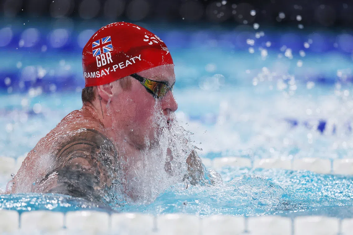 Swimming - European Aquatics Championships - Paris Aquatic Centre, Paris, France - August 10, 2026 Great Britain's Adam Ramsay-Peaty in action during the Men's 100m Breaststroke Semifinal 2 REUTERS/Gonzalo Fuentes