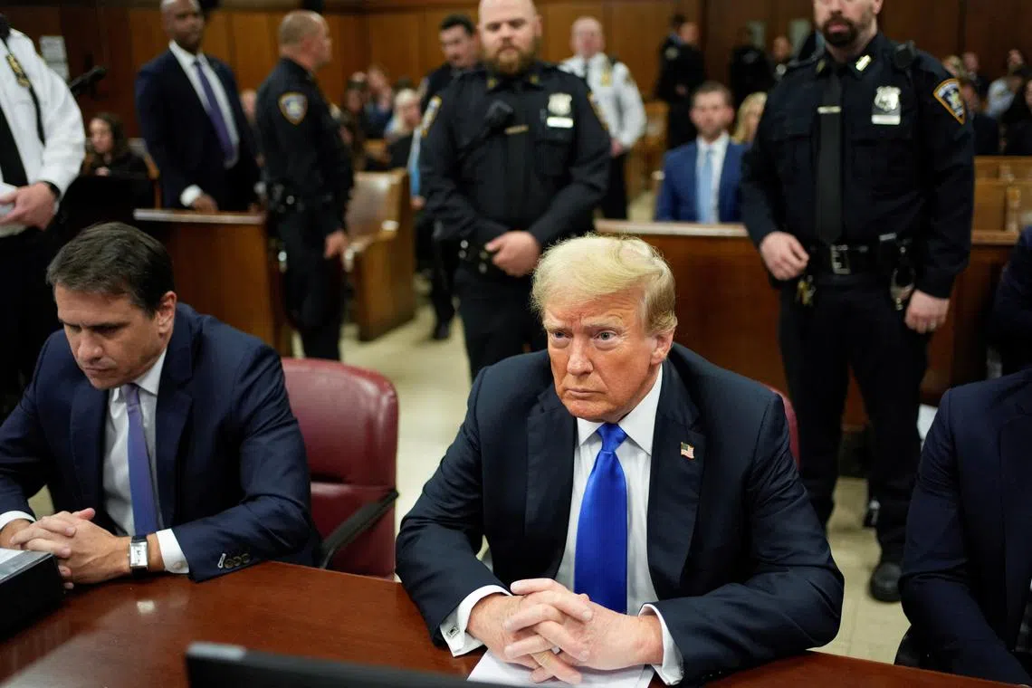 Former President Donald Trump appears in Manhattan Criminal Court, Thursday, May 30, 2024, in New York.   Seth Wenig/Pool via REUTERS