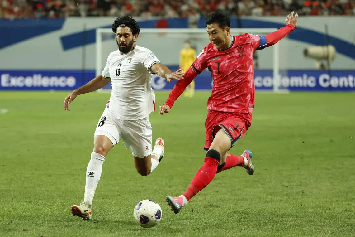 Ataa Jaber (left) and his Palestine team held Son Heung-min's South Korea to a creditable 0-0 draw in their World Cup 2026 qualifier at the Seoul World Cup Stadium on Sept 5.