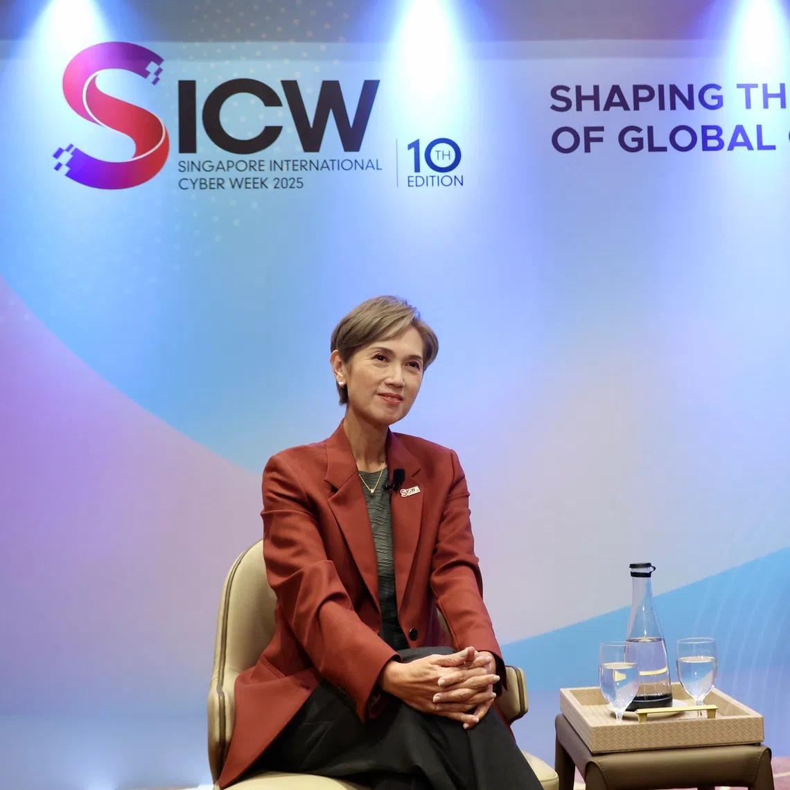 Digital Development and Information Minister Josephine Teo and Mr David Koh, CEO of the Cyber Security Agency of Singapore, speaking to the media on Oct 23.