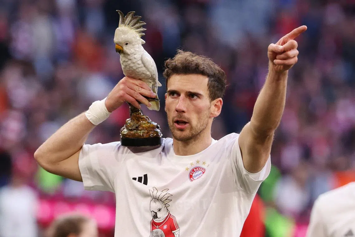 Soccer Football - Bundesliga - Bayern Munich v VfB Stuttgart - Allianz Arena, Munich, Germany - April 19, 2026 Bayern Munich's Leon Goretzka celebrates after winning the Bundesliga REUTERS/Gintare Karpaviciute