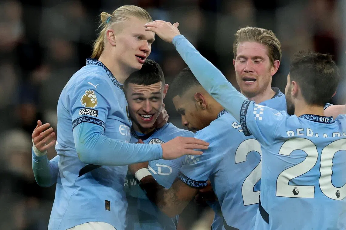 Man City crush West Ham 4-1, Haaland bags double | The Straits Times