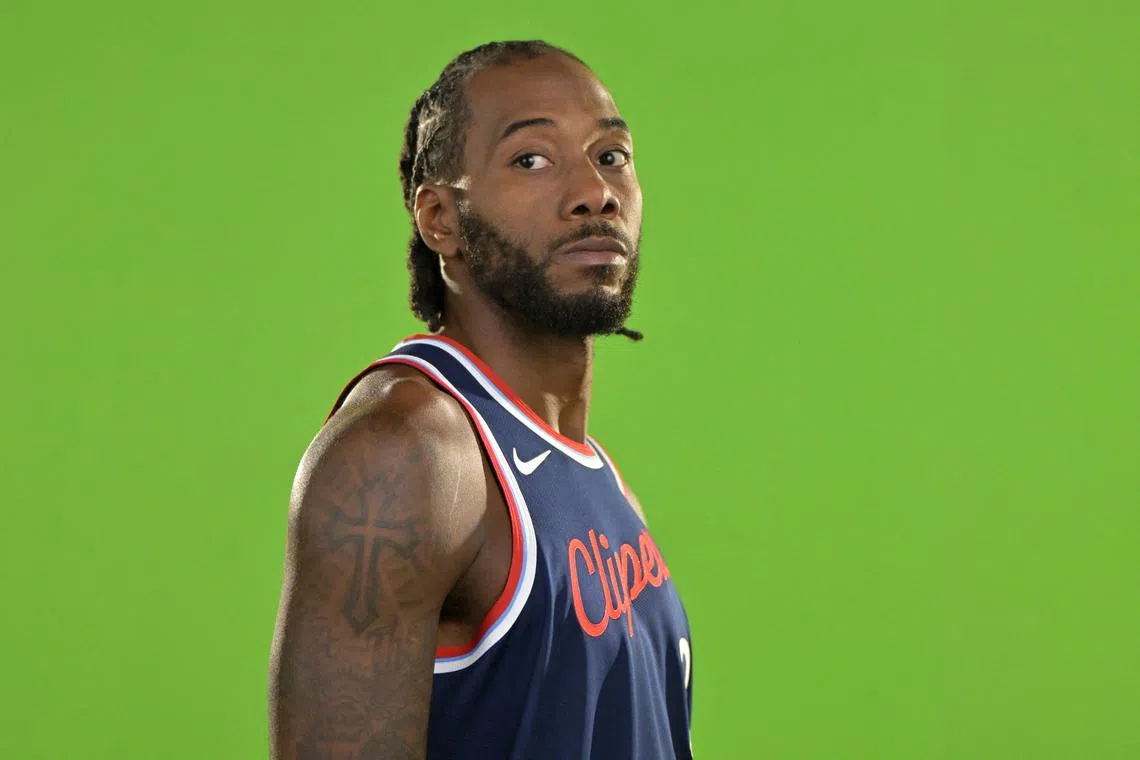 FILE PHOTO: Sep 30, 2024; Inglewood, CA, USA;  Los Angeles Clippers forward Kawhi Leonard (2) during media day at Intuit Dome. Mandatory Credit: Jayne Kamin-Oncea-Imagn Images/File Photo