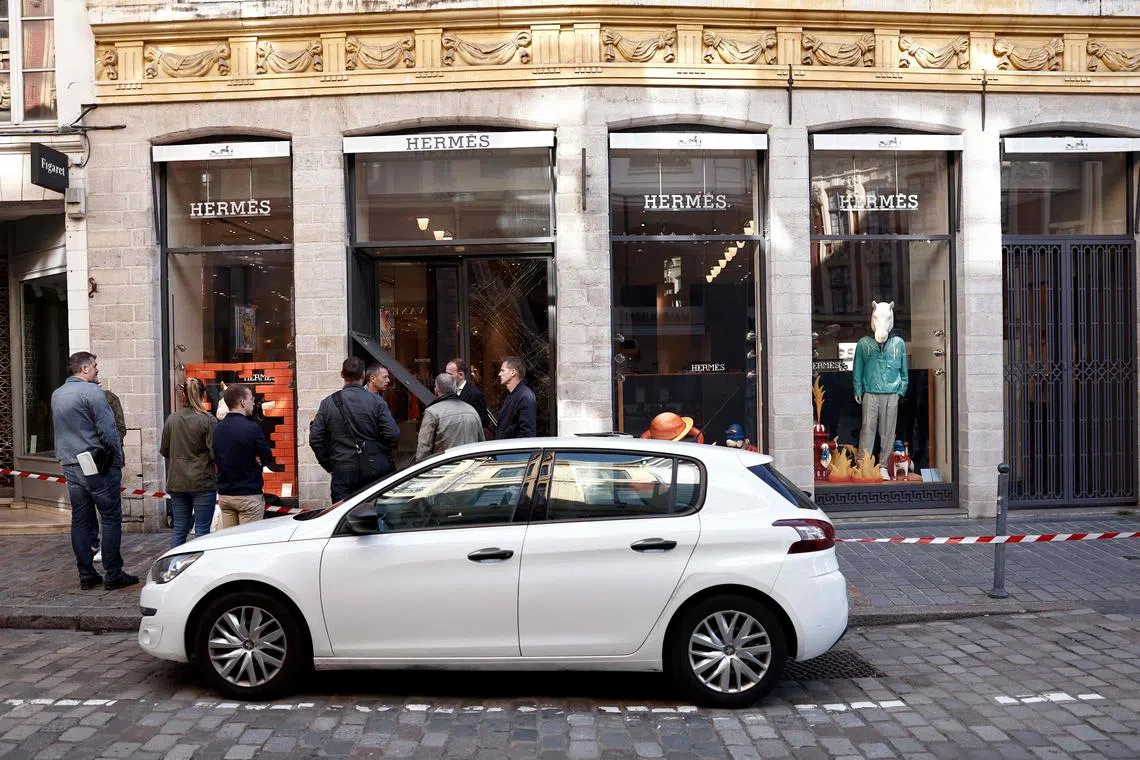 The burglary happened at dawn at the Hermes shop in the north-eastern city of Lille.