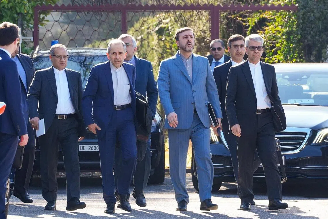 Iran's negotiating delegation departing for the site of the talks with US, in Geneva, Switzerland, on Feb 26.