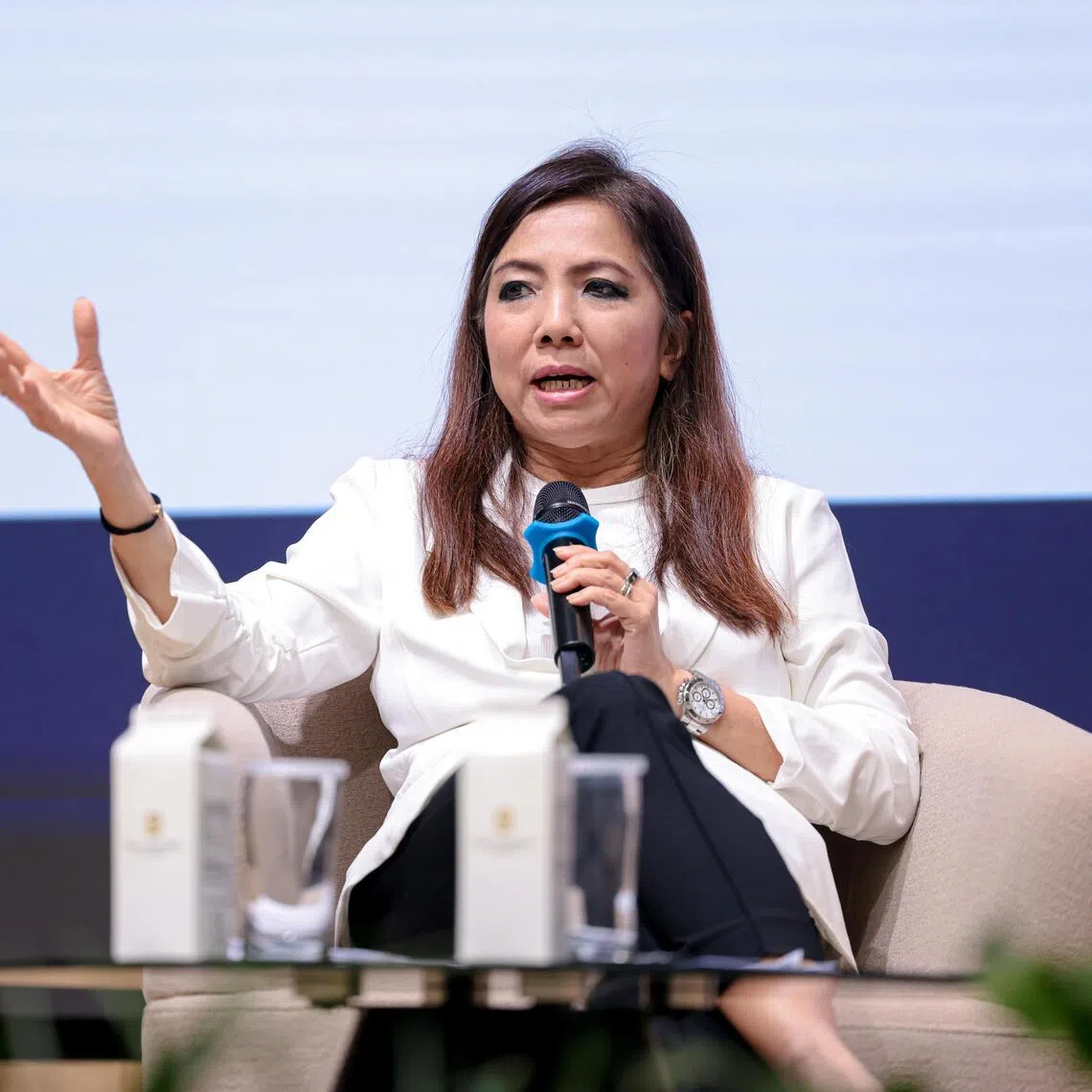 DBS Group CEO Tan Su Shan at the Singapore Press Club Eminent Speaker Series 2 at SPH Media Auditorium on Sept 11.