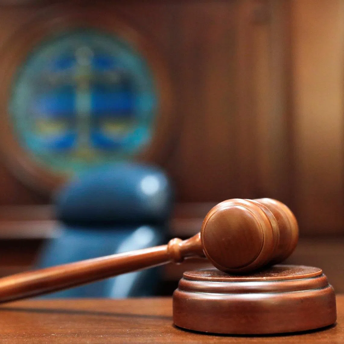 A gavel and a block is pictured on the judge's bench in this illustration picture taken in the Sussex County Court of Chancery in Georgetown, Delaware, U.S., June 9, 2021. REUTERS/Andrew Kelly