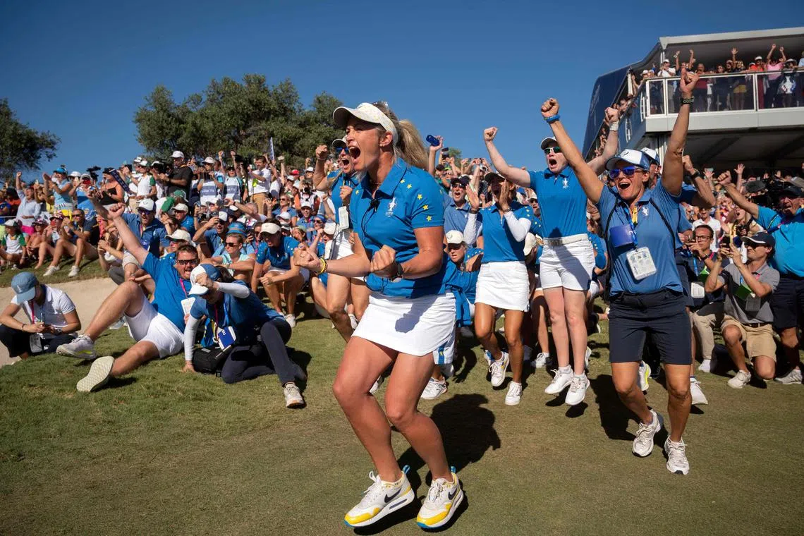 Team Europe's captain Suzann Pettersen and and her players are delirious after retaining the Solheim Cup on Sunday.