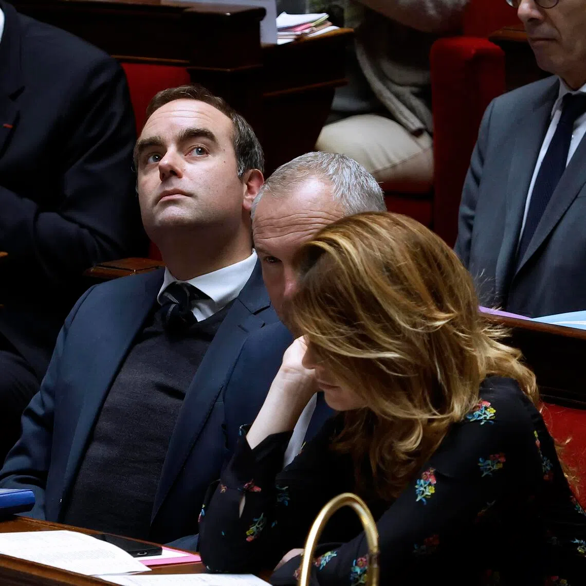 French Prime Minister Sebastien Lecornu (centre, left) at the French National Assembly in Paris, on Dec 9.