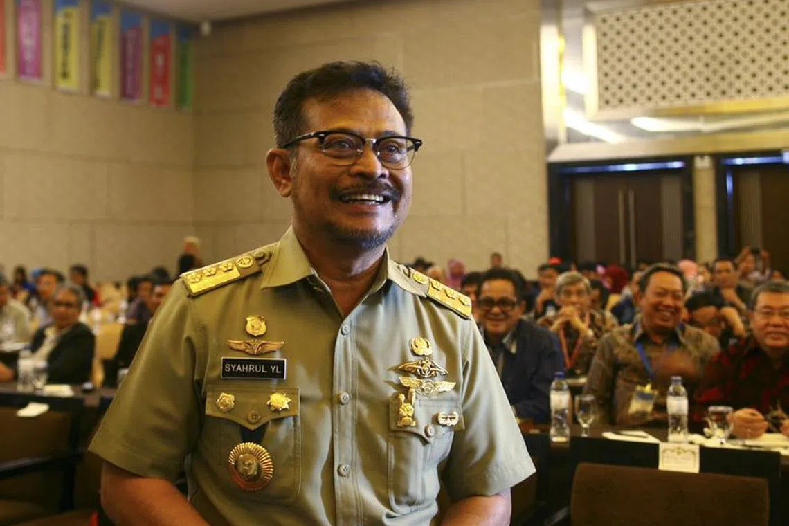 South Sulawesi governor Syahrul Yasin Limpo is pictured before meeting with legislative members in Makassar, March 14, 2014. REUTERS/Yusuf Ahmad (INDONESIA/File Photo