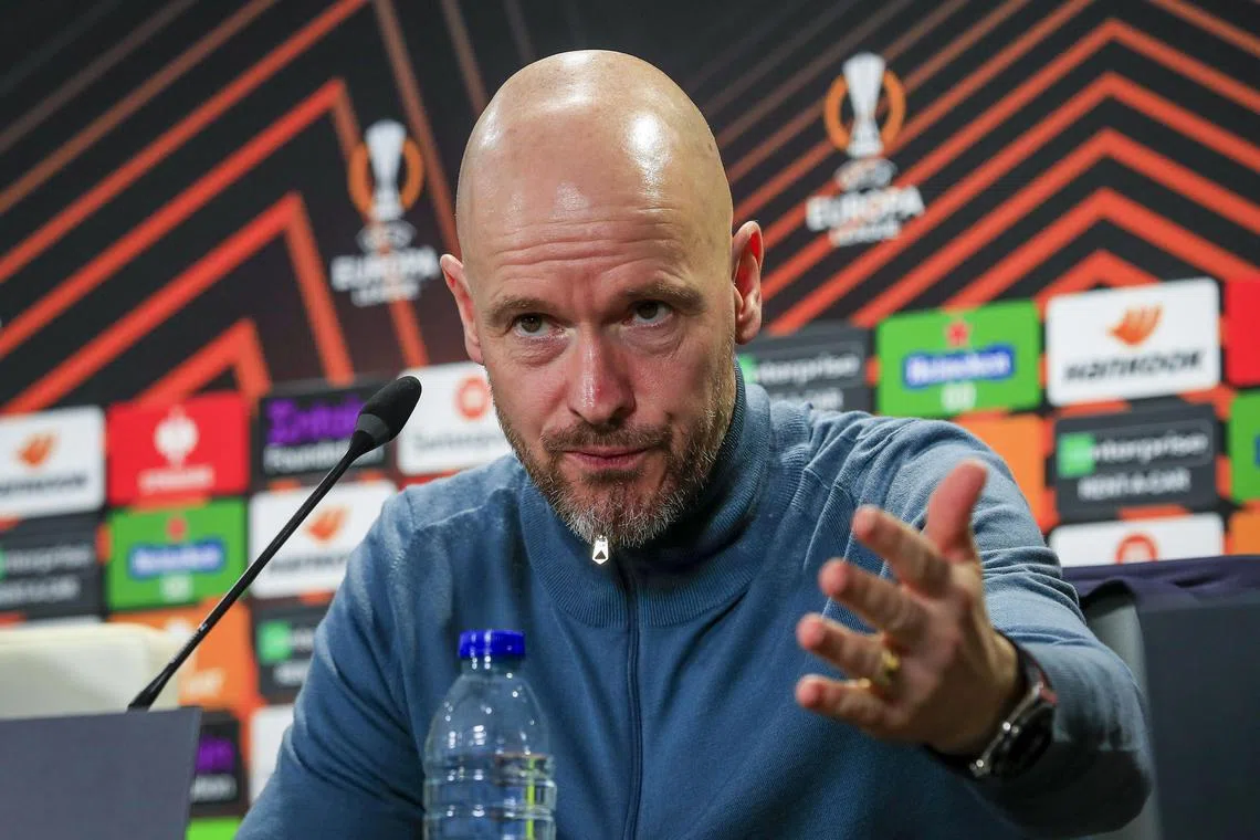United's Erik ten Hag dismissed the idea of prioritising the Premier League over the Europa League, at a press conference after team training in Seville, Spain.